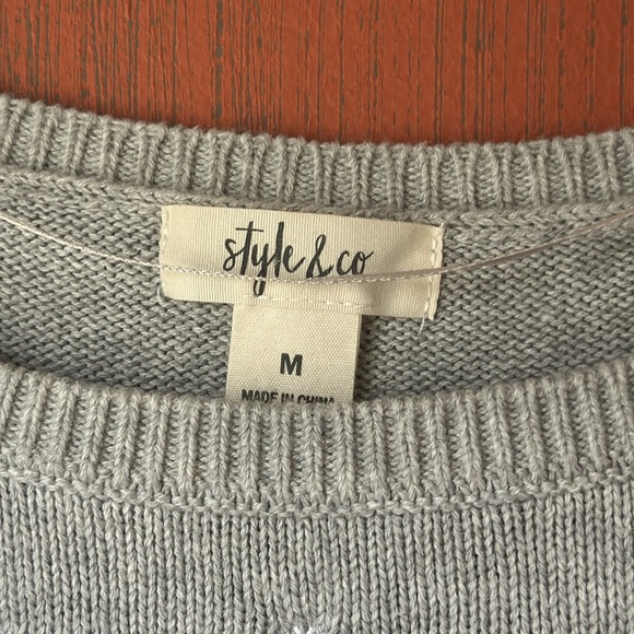 Style & Co. Gray Embroidered Print Sweater M - Picture 3 of 4